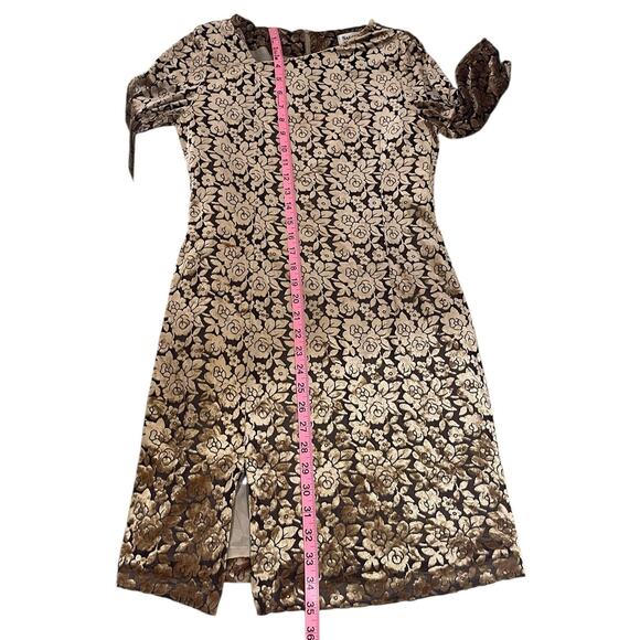 Crushed Velvet Burnout Floral Dress Brown Gold Women's Sz Small Y2K Whimsigoth - Picture 14 of 15